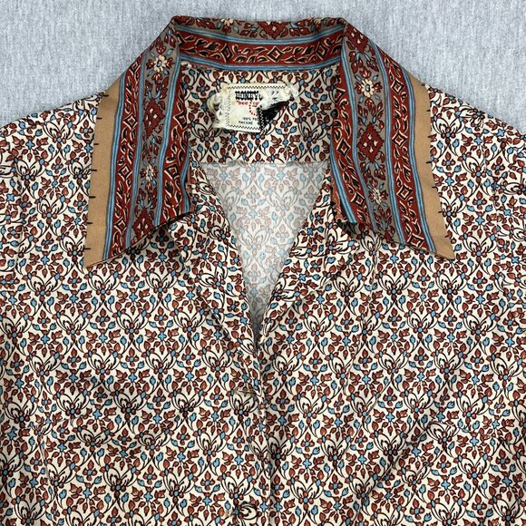 Vintage 70s Honeycomb Western Dress Womens M 8 Earth Tones Prairie Cottagecore - Picture 5 of 16